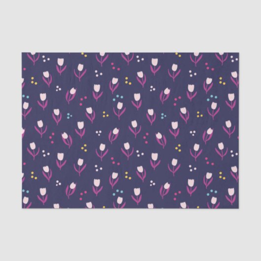 Papier Mousseline Motif tulipe violette (Recto)