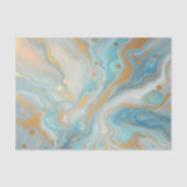 Papier Mousseline Motif turquoise Aqua Turquoise Bleu Blanc Or Marbr (Recto)