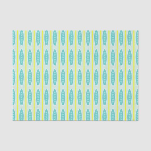 Papier Mousseline Motif turquoise de planches de surf (Recto)