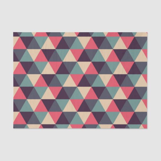 Papier Mousseline Motif turquoise et rose de triangle (Recto)