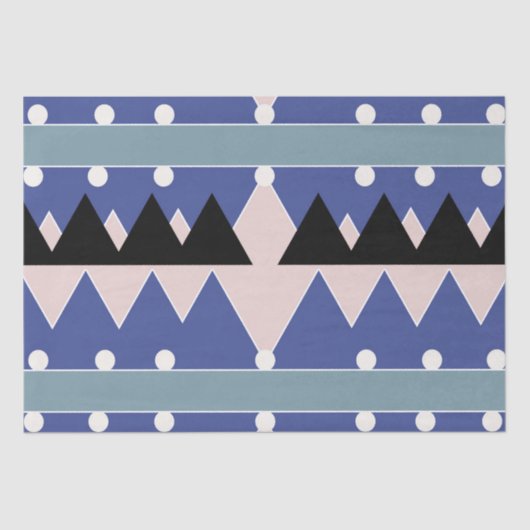 Papier Mousseline Motif Turquoise Géométrique bleu rose (Recto)