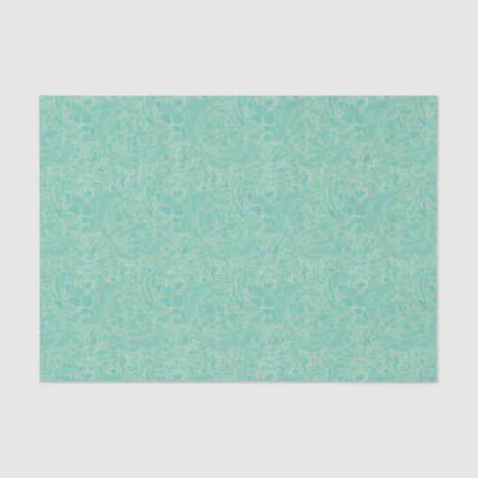 Papier Mousseline Motif Turquoise Peony (Recto)