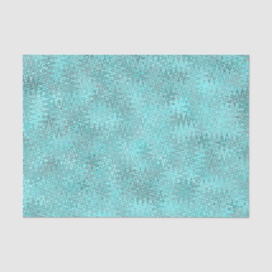 Papier Mousseline Motif Turquoise Zigzag (Recto)