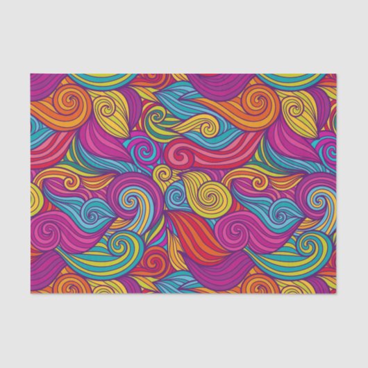 Papier Mousseline Motif unique en couleur de  à vagues (Recto)