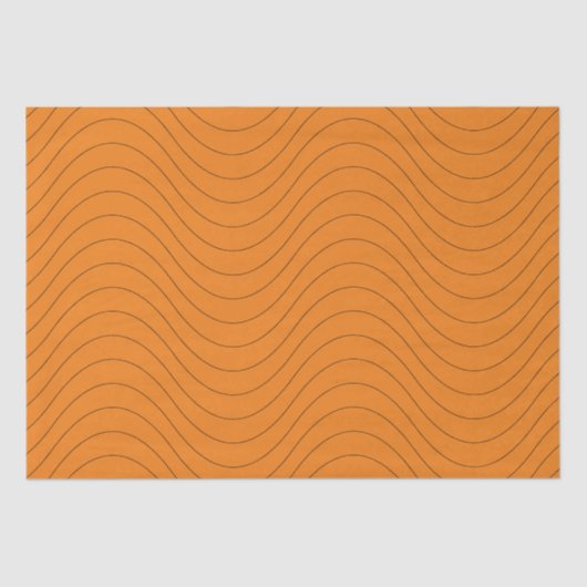 Papier Mousseline Motif Vague Noir Et Orange (Recto)