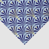 Papier Mousseline motif ventilateur Art déco - cobalt et bleu ciel (Détail)