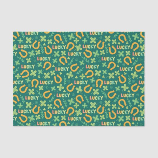 Papier Mousseline Motif vert CHANCEUX irlandais (Recto)
