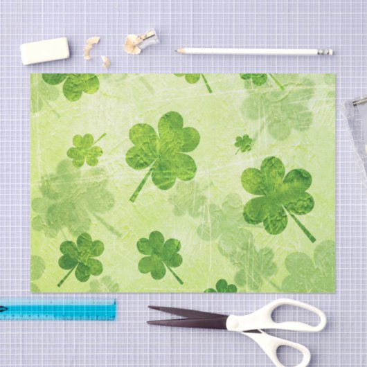 Papier Mousseline Motif vert de shamrock (Artisanat)
