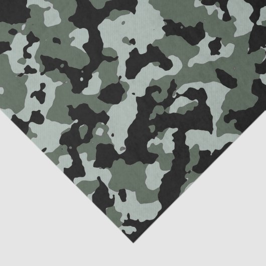 Papier Mousseline Motif vert militaire de camouflage (Détail)