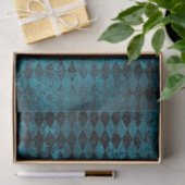 Papier Mousseline Motif vertical vintage Blue & Black Harlequin (Cadeau)