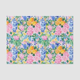 Papier Mousseline Motif vibrant de chinoiserie