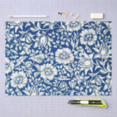 Papier Mousseline Motif vintage Blue Mallow (Artisanat)