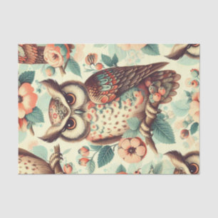 Papier Mousseline Motif vintage Cute Owl