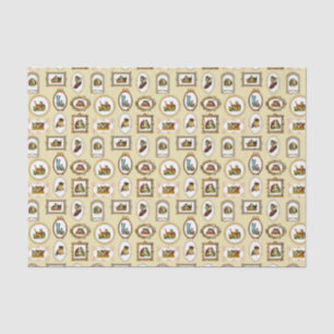 Papier Mousseline Motif vintage de chats encadrés