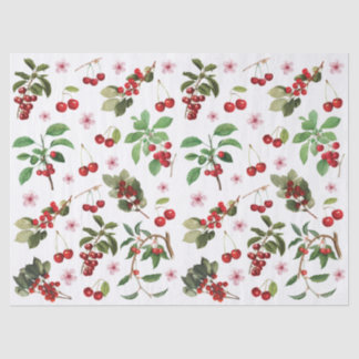 Papier Mousseline Motif vintage de Cherries Collage Découpage