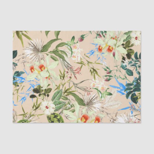 Papier Mousseline Motif vintage de fleurs sauvages (Recto)
