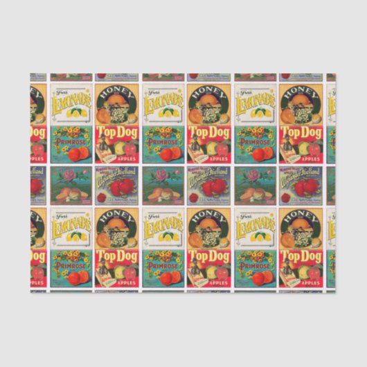 Papier Mousseline Motif vintage Étiquette de fruits (Recto)