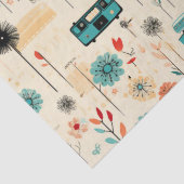 Papier Mousseline Motif vintage Floral & Caméra (2) (Détail)