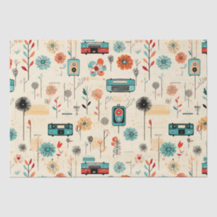 Papier Mousseline Motif vintage Floral & Caméra (2)