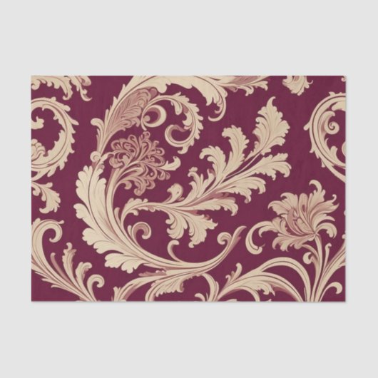 Papier Mousseline Motif Vintage marron et beige (Recto)
