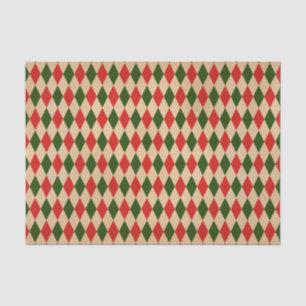 Papier Mousseline Motif vintage Red & Green Harlequin