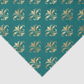 Papier Mousseline Motif Vintage turquoise et Gold (Détail)