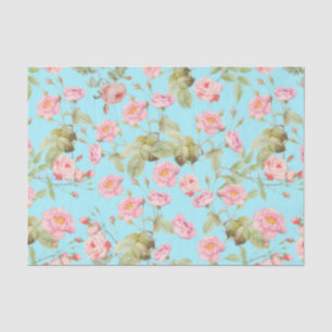 Papier Mousseline Motif vintage victorien de roses d'été sur Teal