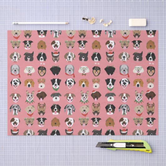 Papier Mousseline Motif visage chien de Noël (Artisanat)