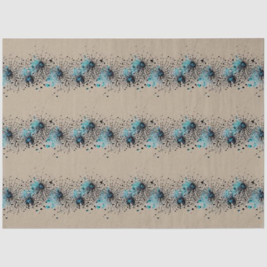 Papier Mousseline Motif Web Ephemera Blue Gothic Spider (Recto)