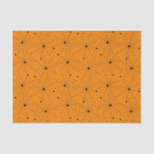 Papier Mousseline Motif Web Spider Sur Papier Tissu Orange (Recto)
