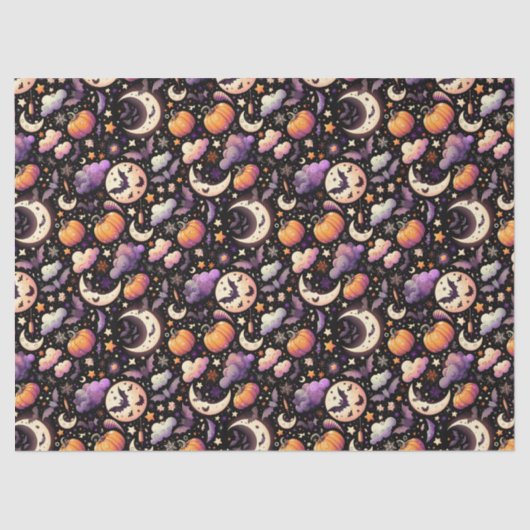Papier Mousseline Motif Whimsical Halloween Night Sky (Recto)