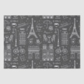 Papier Mousseline Motif Whimsical Paris Doodles (Recto)