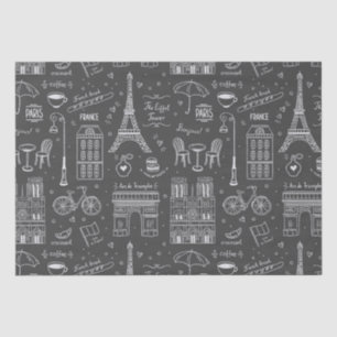 Papier Mousseline Motif Whimsical Paris Doodles