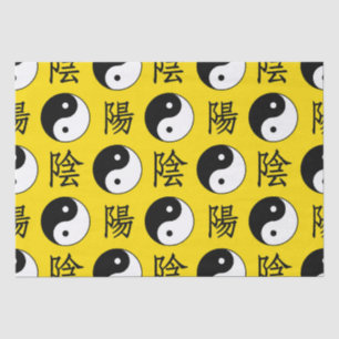 Papier Mousseline Motif Yinyang Arrière - plan jaune