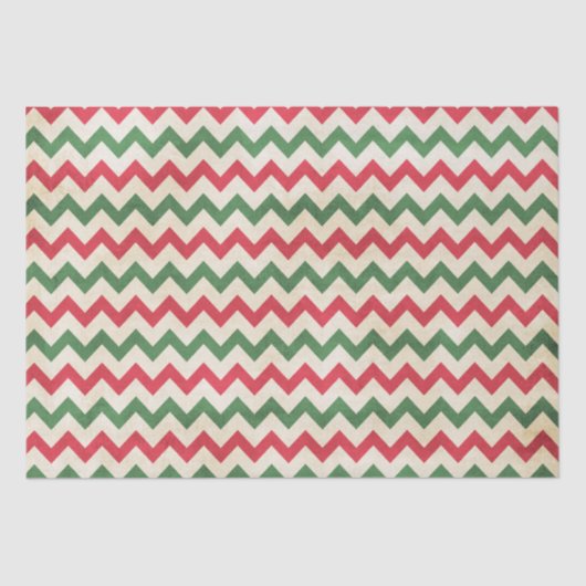 Papier Mousseline Motif Zag rouge et vert déprimé (Recto)