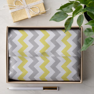 Papier Mousseline Motif Zigzag, Motif Chevron, Jaune, Gris