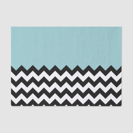 Papier Mousseline Motif Zigzag noir et blanc, Chevron, Bleu (Recto)
