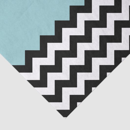 Papier Mousseline Motif Zigzag noir et blanc, Chevron, Bleu (Détail)
