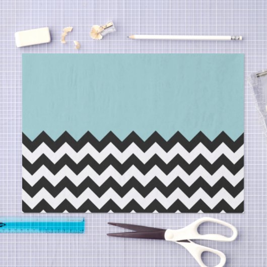 Papier Mousseline Motif Zigzag noir et blanc, Chevron, Bleu (Artisanat)