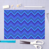 Papier Mousseline Motif zigzag rayures bleues (Artisanat)