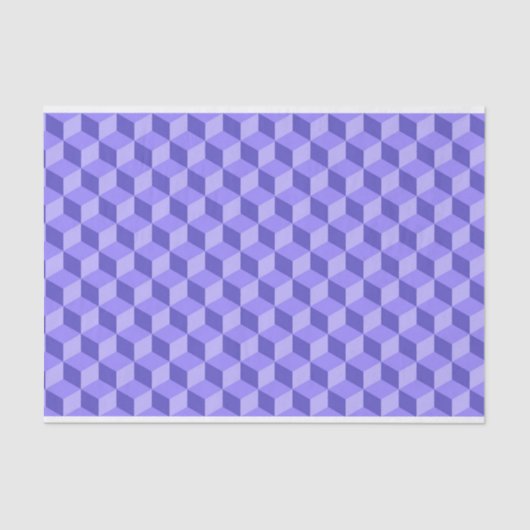 PAPIER MOUSSELINE MOTIFS DE CUBE GÉOMÉTRIQUE PURPLE CLAIR (Recto)