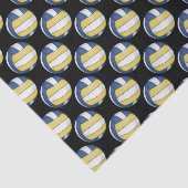 Papier Mousseline Motifs de volley-ball bleu et jaune (Détail)