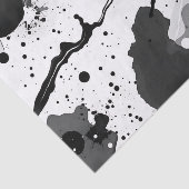 Papier Mousseline Motifs d'encre liquide noire et blanche avec éclab (Détail)