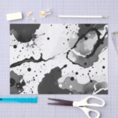 Papier Mousseline Motifs d'encre liquide noire et blanche avec éclab (Artisanat)