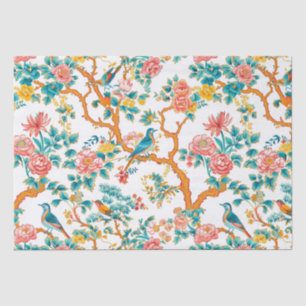 Papier Mousseline Motifs d'inspiration asiatique, Fleurs colorées oi