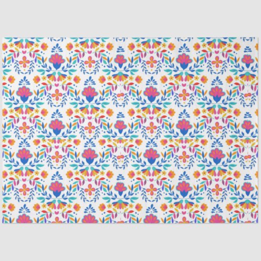 Papier Mousseline motifs floraux de l'art populaire mexicain (Recto)