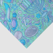 Papier Mousseline Motifs Hanoukka amusants tout bleu (Détail)