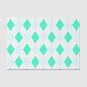 Papier Mousseline Motifs Harlequin Vert Menthe Blanc Tendance Fraîch