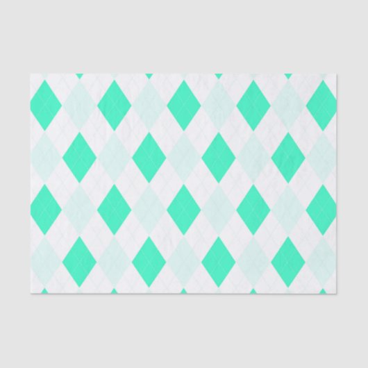 Papier Mousseline Motifs Harlequin Vert Menthe Blanc Tendance Frais (Recto)