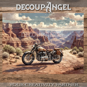 Papier Mousseline Moto vintage garé dans le Grand Canyon #2